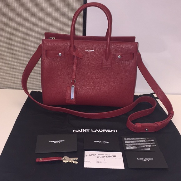 YSL Baby Sac de Jour Bag in Red Grained Leather - Picture 2 of 8